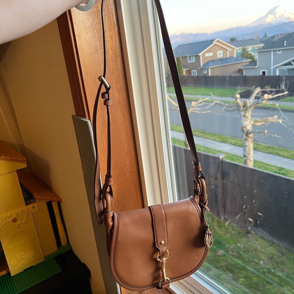 Michael Kors Brown Leather Crossbody Saddle Bag